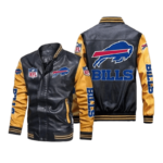 Buffalo Bills Black Yellow Bomber Leather Jacket