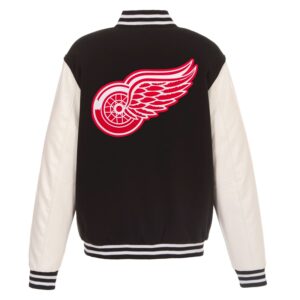 Detroit Red Wings Black White Varsity Jacket