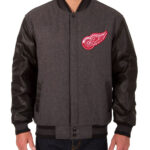 Detroit Red Wings Charcoal Black Varsity Jacket