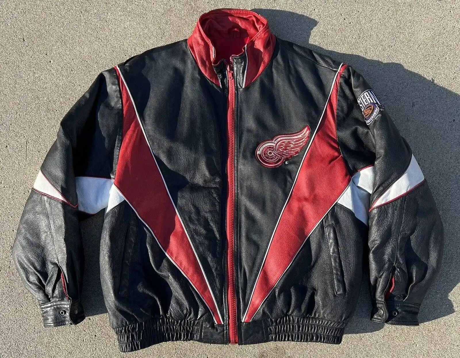 Vintage Red Wings Starter Jacket Chest and Sleeve - Depop