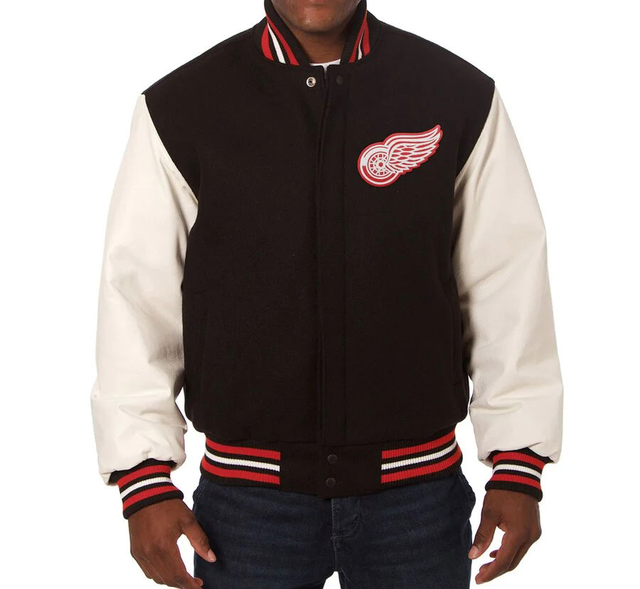 Detroit Red Wings Two Tone Varsity Jacket (1) Detroit Red Wings Two Tone Varsity Jacket