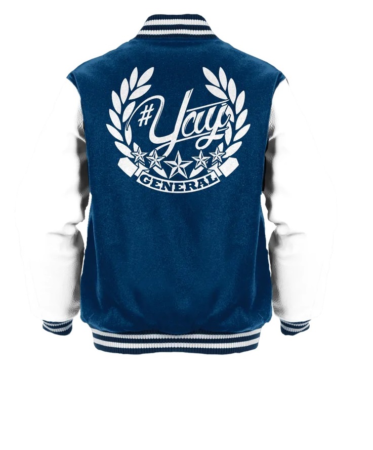 General Yay Navy White Diamond Logo Varsity Jacket (1) General Yay Navy White Diamond Logo Varsity Jacket
