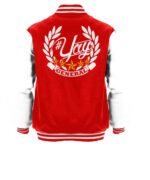 General Yay Red Gold White Diamond Varsity Jacket