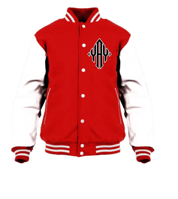 General Yay Red White Diamond Varsity Jacket