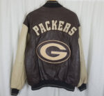 Green Bay Packers Brown And Cream Leather Jacket