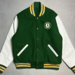 Green White MLB Oakland Athletics Varsity Jacket