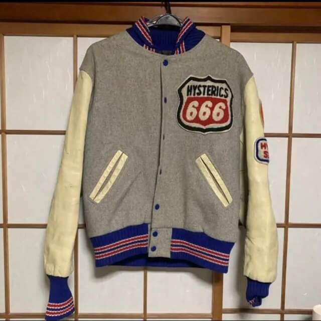 Hysteric Glamour 666 Grey Bomber Varsity Jacket (2) Hysteric Glamour 666 Grey Bomber Varsity Jacket