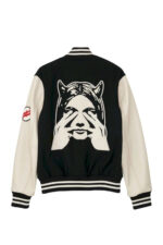 Hysteric Glamour No Evil Black White Varsity Jacket