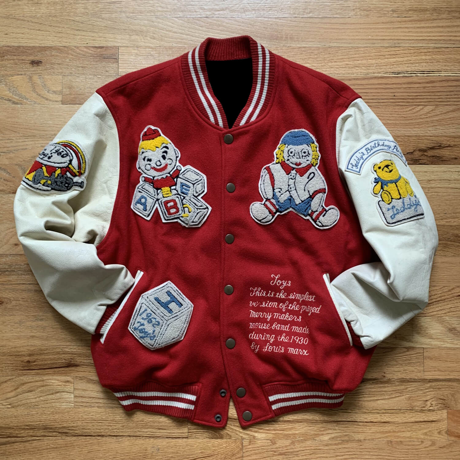 【HYSTERIC GLAMOUR】 Bomber jacket Hysteric Glamour Red White Bomber Varsity Jacket - Maker of Jacket