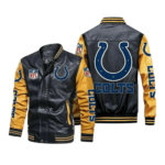 Indianapolis Colts Black Yellow Bomber Leather Jacket