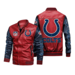 Indianapolis Colts Red Navy Bomber Leather Jacket