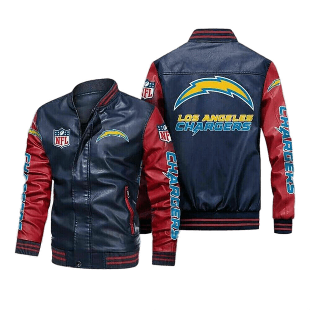 Maker of Jacket Fashion Jackets Los Angeles Chargers Navy Red Bomber Leather