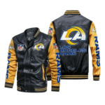 Los Angeles Rams Black Yellow Bomber Leather Jacket