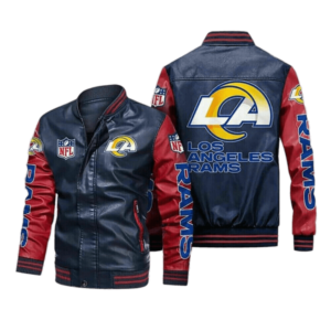 Los Angeles Rams Navy Red Bomber Leather Jacket