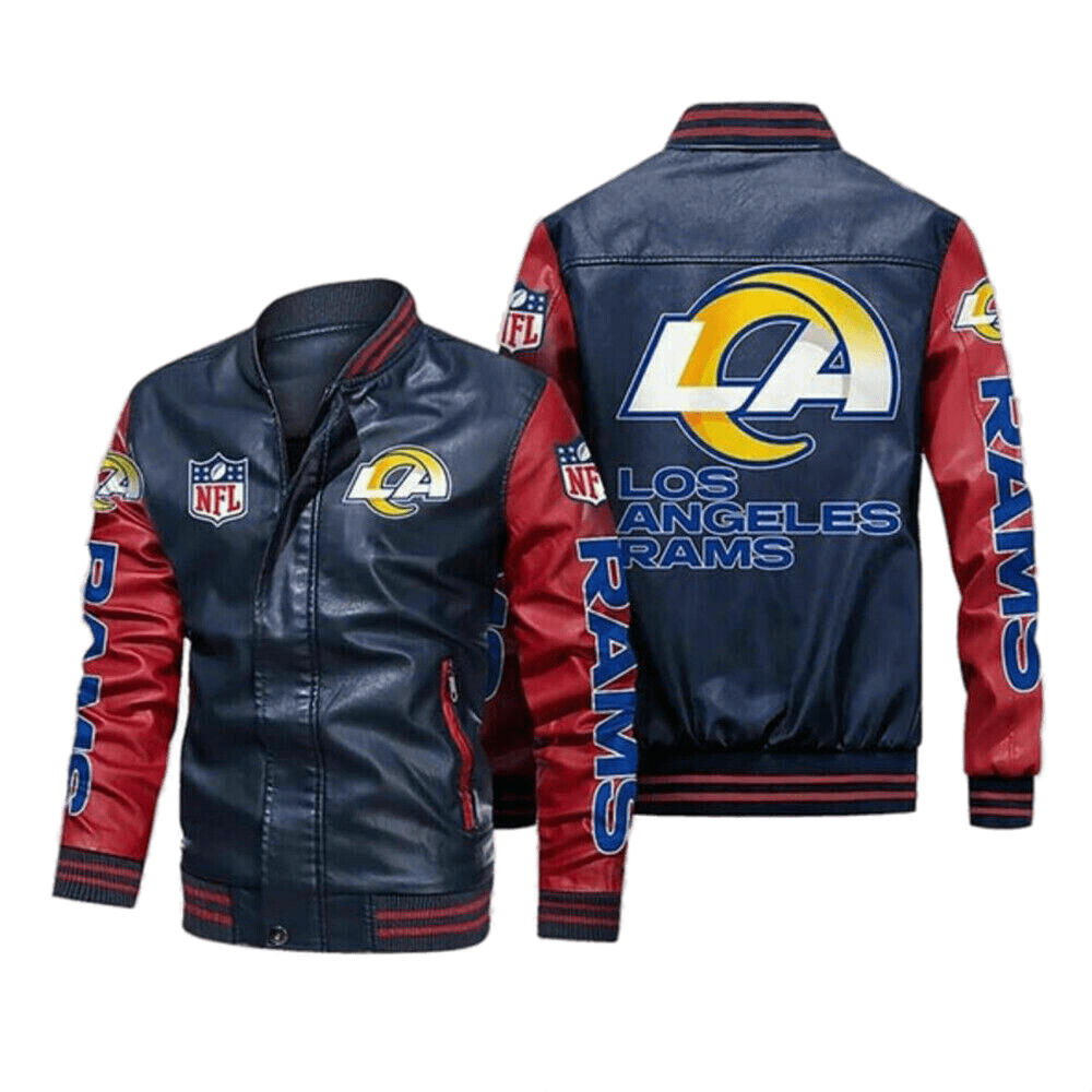 Los Angeles Rams Navy Red Bomber Leather Jacket Los Angeles Rams Navy Red Bomber Leather Jacket
