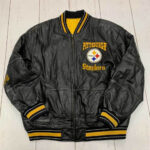 NFL Black Pittsburgh Steelers Leather Varsity Jacket