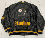 NFL Black Pittsburgh Steelers Leather Varsity Jacket