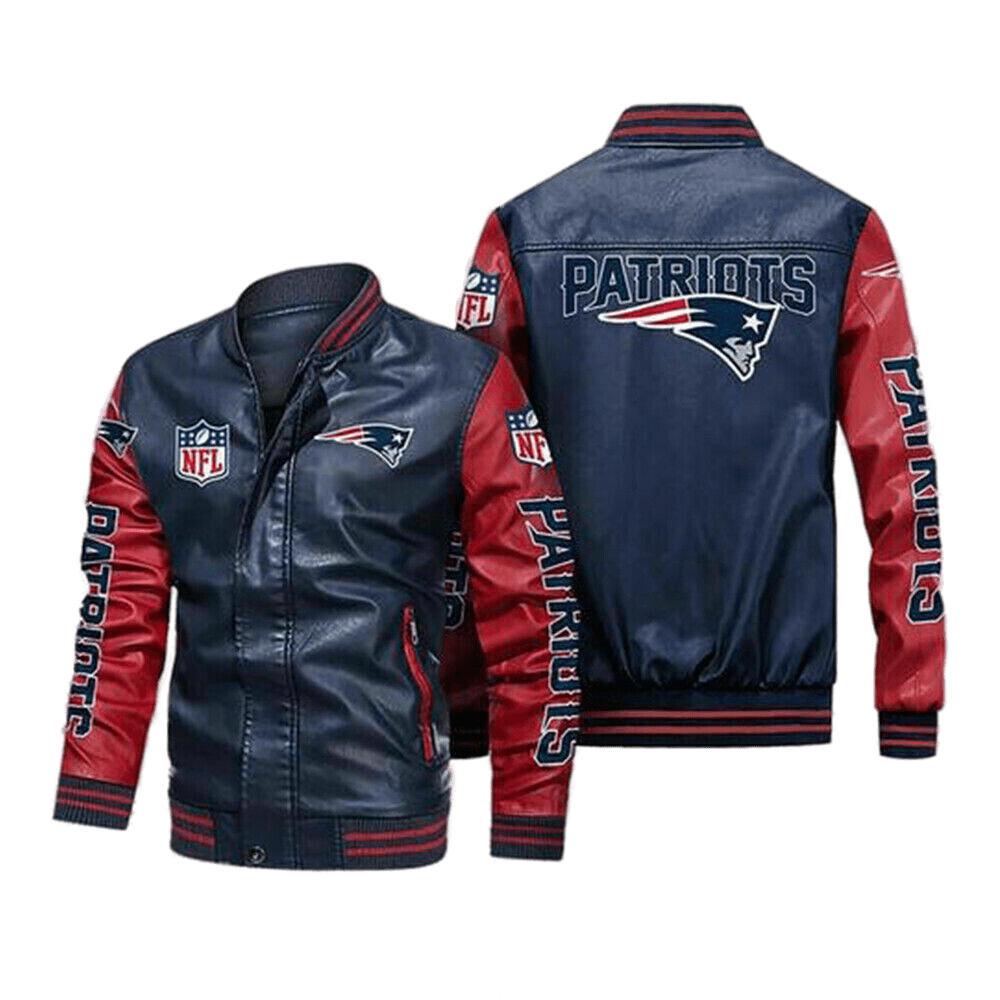 Navy Blue Varsity Jacket Red Leather Sleeves - Jack N Hoods L