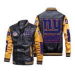 New York Giants Black Yellow Bomber Leather Jacket