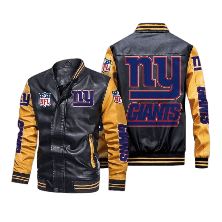 New York Giants Navy Red Bomber Leather Jacket New York Giants Navy Red Bomber Leather Jacket