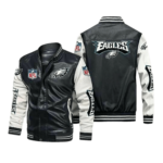Philadelphia Eagles Black White Bomber Leather Jacket