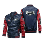 Philadelphia Eagles Navy Red Bomber Leather Jacket