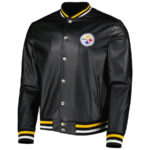Pittsburgh Steelers Black Leather Varsity Jacket