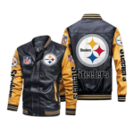 Pittsburgh Steelers Black Yellow Bomber Leather Jacket