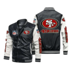 San Francisco 49ers Black White Bomber Leather Jacket