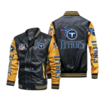 Tennessee Titans Black Yellow Bomber Leather Jacket