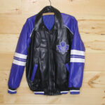 Toronto Maple Leafs Purple Black Leather Jacket