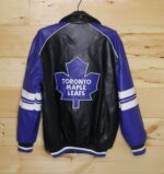 Toronto Maple Leafs Purple Black Leather Jacket