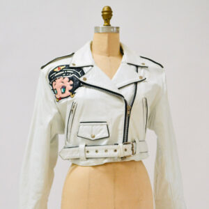 Vintage Betty Boop White Biker Leather Jacket