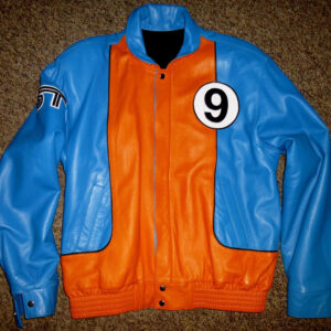 Vintage Ford GT 9 Blue And Orange Leather Jacket