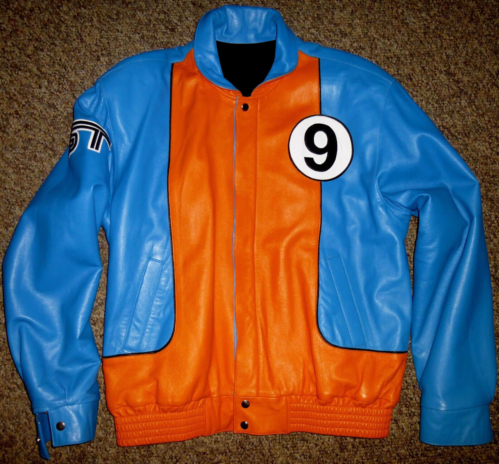 Vintage Ford GT 9 Blue And Orange Leather Jacket (1) Vintage Ford GT 9 Blue And Orange Leather Jacket