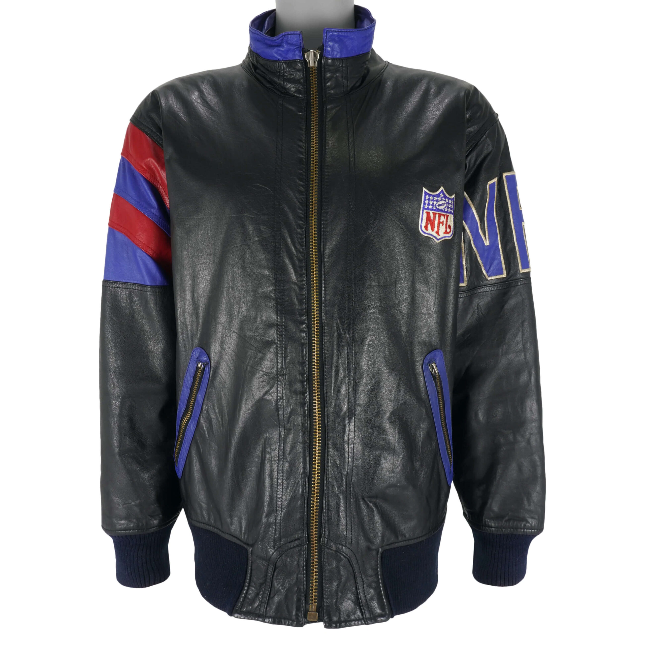 Vintage NFL Zip-Up Leather Jacket (1) Vintage NFL Zip-Up Leather Jacket