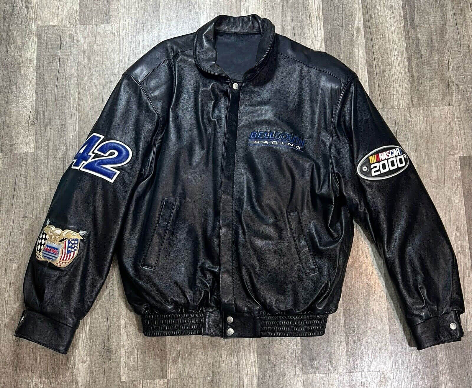 Vtg Bell South Racing Jeff Hamilton Leather Jacket (1) Vtg Bell South Racing Jeff Hamilton Leather Jacket
