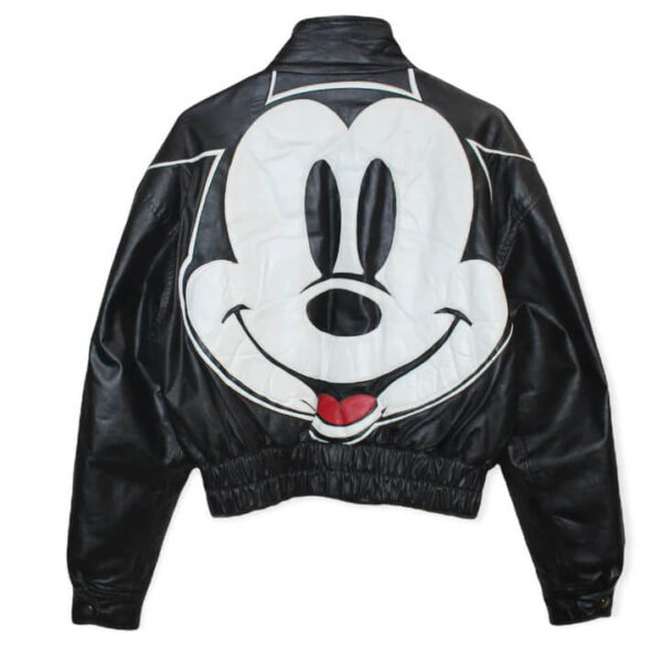 Vtg Mickey Mouse Disney Black Leather Jacket