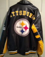 Vtg NFL Pittsburgh Steelers Football Team Leather Jacket