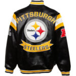 Vtg NFL Pittsburgh Steelers Zip-Up Leather Jacket