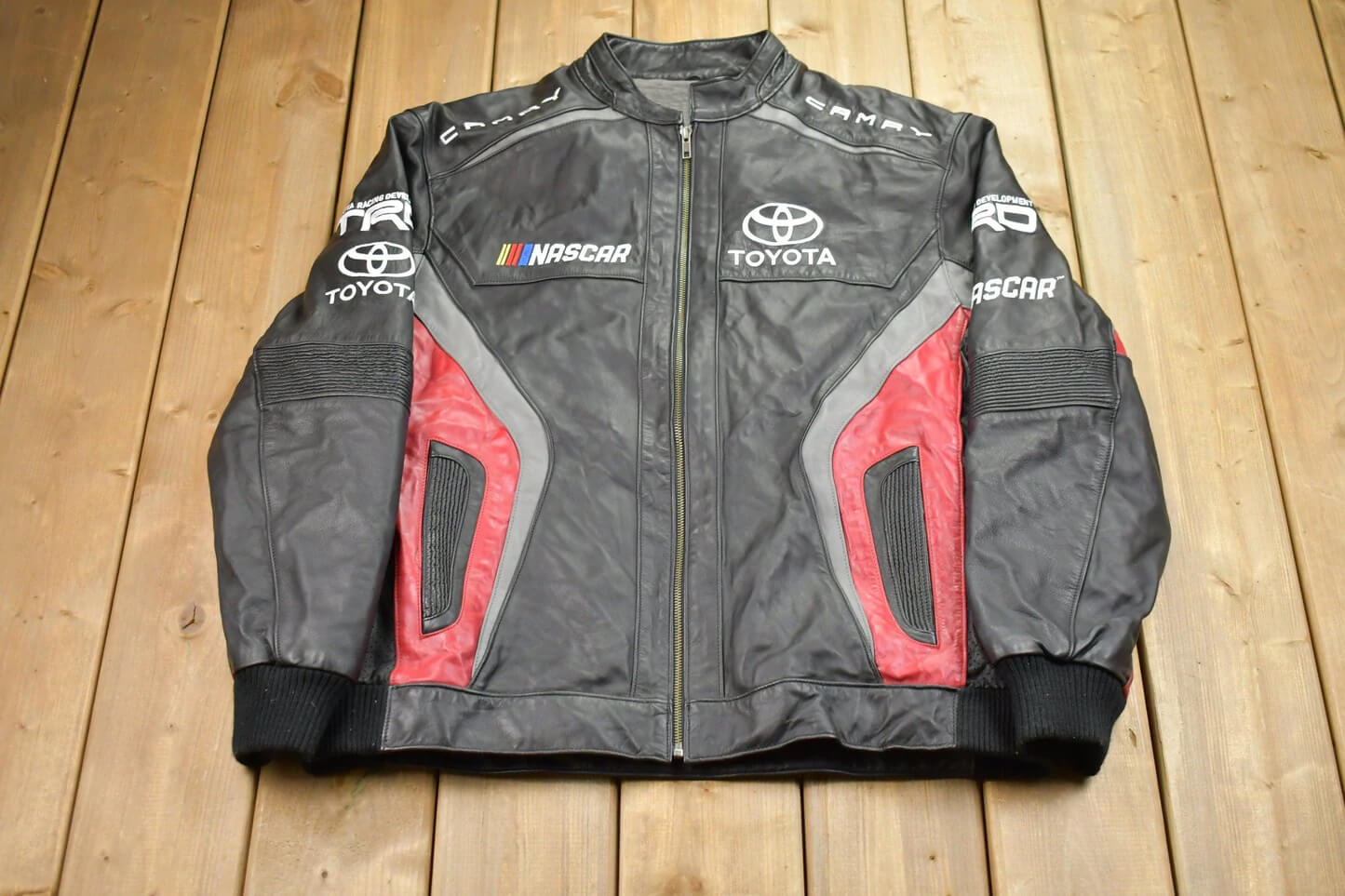 Vtg Nascar Toyota Camry Racecar Leather Jacket