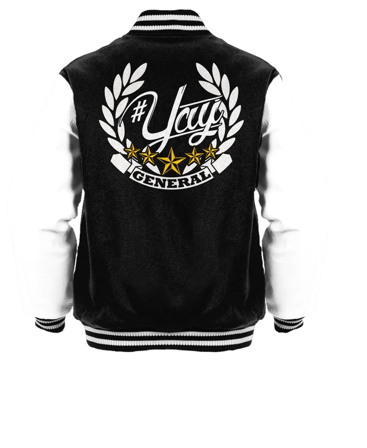 Black White General Yay Monogram Varsity Jacket (2) Black White General Yay Monogram Varsity Jacket