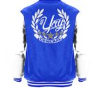 Blue White General Yay Monogram Varsity Jacket