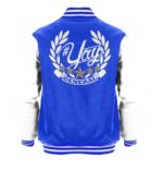 Blue White General Yay Monogram Varsity Jacket