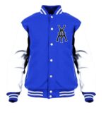 Blue White General Yay Monogram Varsity Jacket