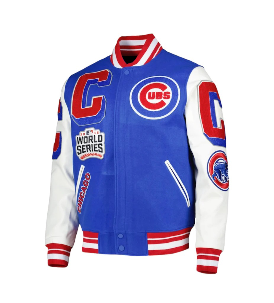 Maker of Jacket MLB Chicago Cubs Blue White Varsity