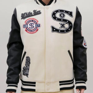 Chicago White Sox MLB Cream Black Varsity Jacket