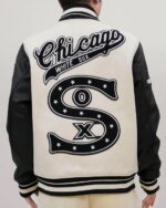 Chicago White Sox MLB Cream Black Varsity Jacket
