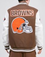 Cleveland Browns NFL Brown White Varsity Jacket