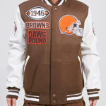 Cleveland Browns NFL Brown White Varsity Jacket